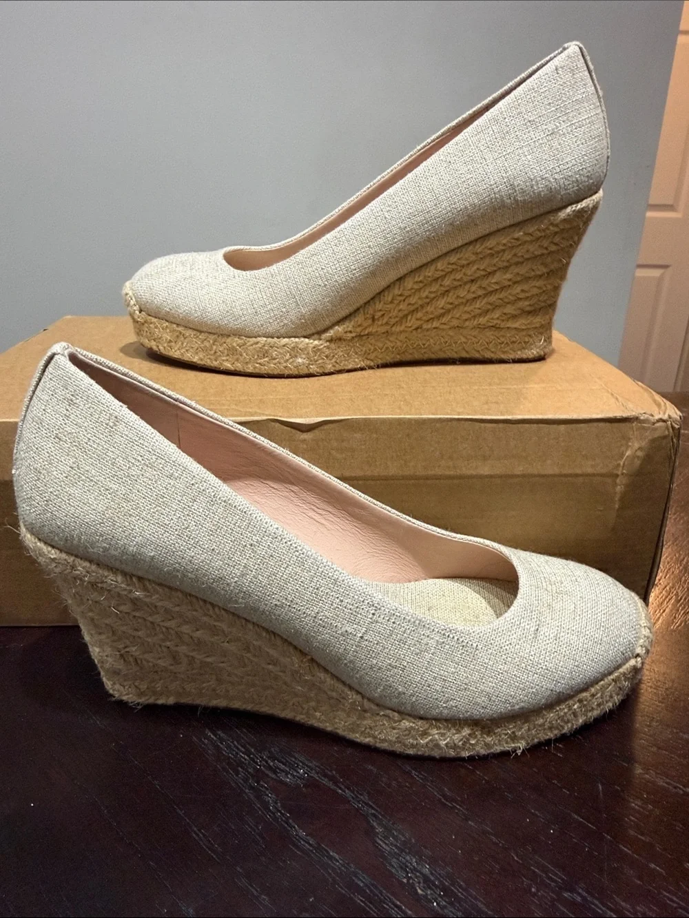 J. Crew Women's Natural Linen Espadrille Wedge